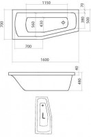Roltechnik MINI vana 1600x700 mm objem 210 l LEVÁ N-8000073